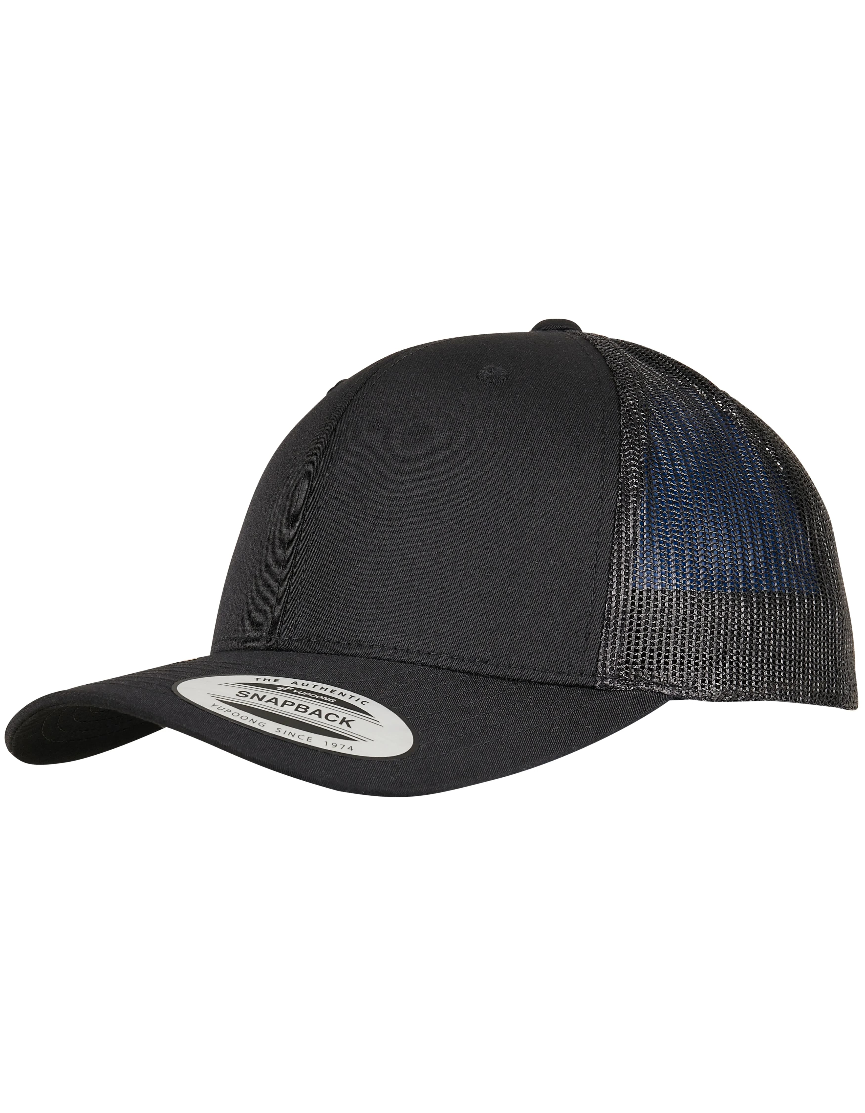 Trucker Recycled Polyester Fabric Cap - Black