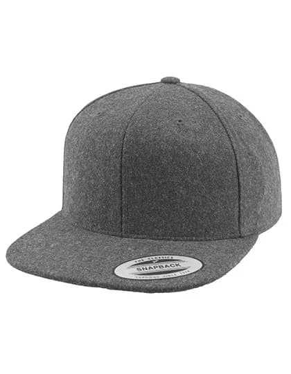 Melton Wool Snapback Cap - Dark Grey