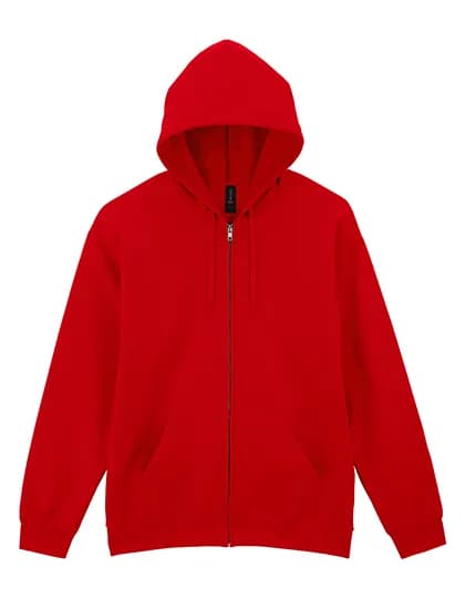 Softstyle® Midweight Fleece Adult Full Zip Hooded Sweatshirt - Red