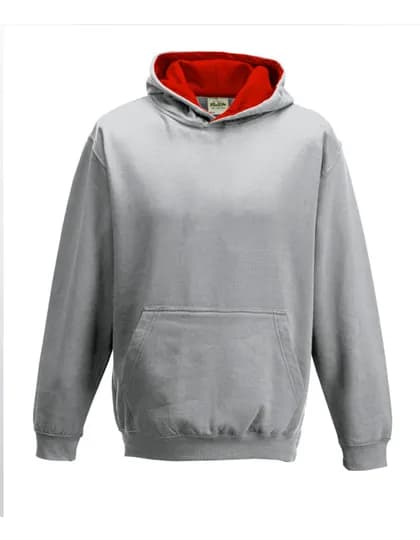 Kids´ Varsity Hoodie - Heather Grey/Fire Red