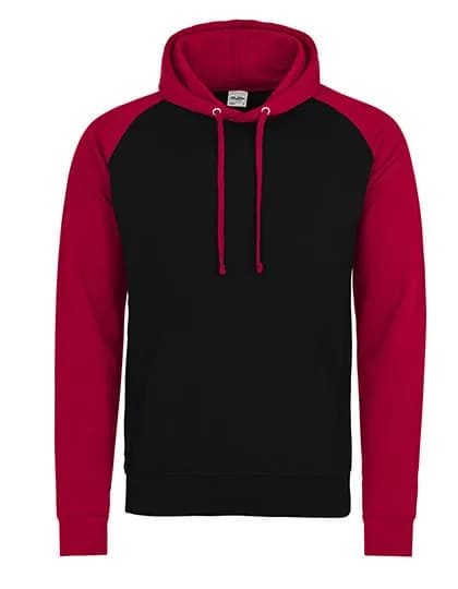 Baseball Hoodie - Jet Black/Fire Red