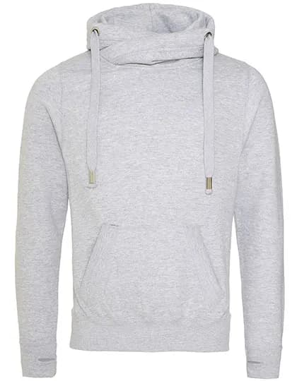 Cross Neck Hoodie - Heather Grey