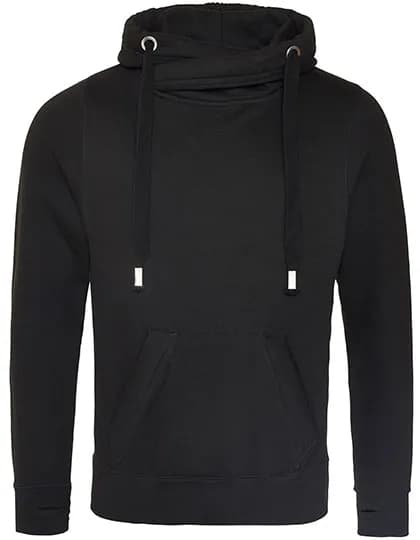 Cross Neck Hoodie - Jet Black
