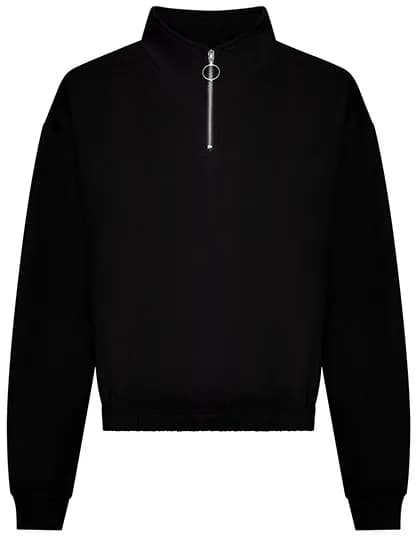 Women´s Cropped 1/4 Zip Sweat - Deep Black