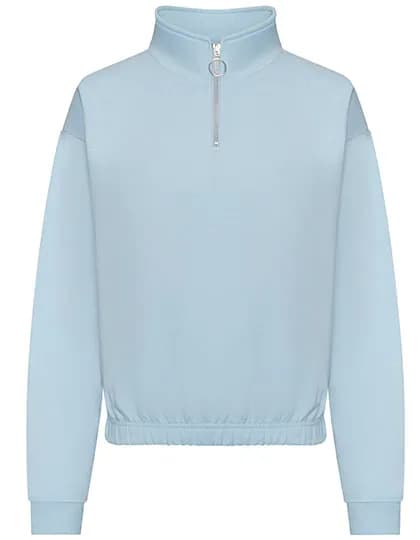 Women´s Cropped 1/4 Zip Sweat - Sky Blue