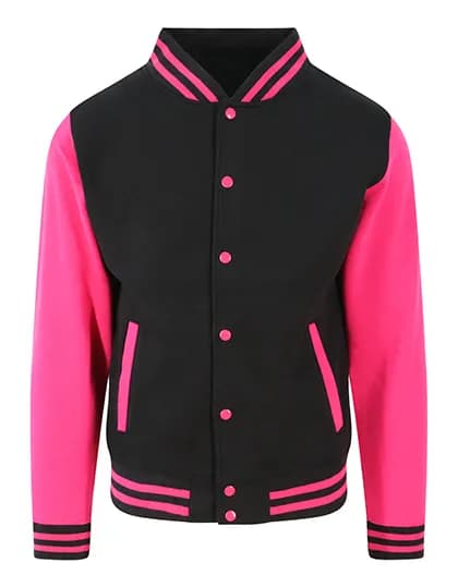 Varsity Jacket - Jet Black/Hot Pink