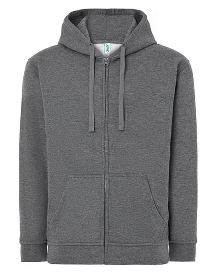 Zipped Hooded Sweater - Dark Grey Melange