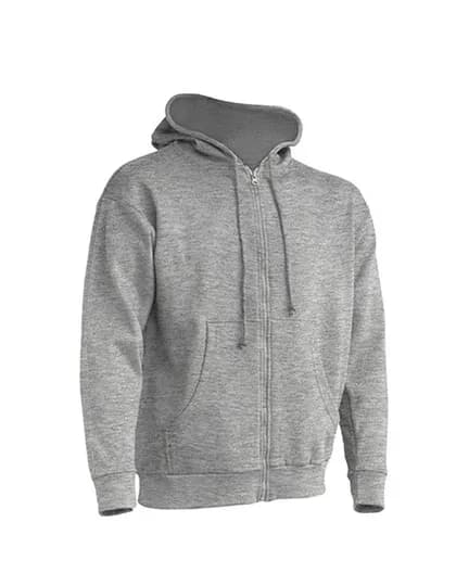 Zipped Hooded Sweater - Grey Melange