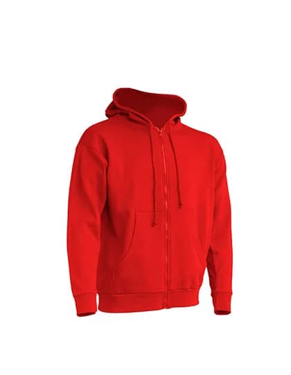 Zipped Hooded Sweater - Red