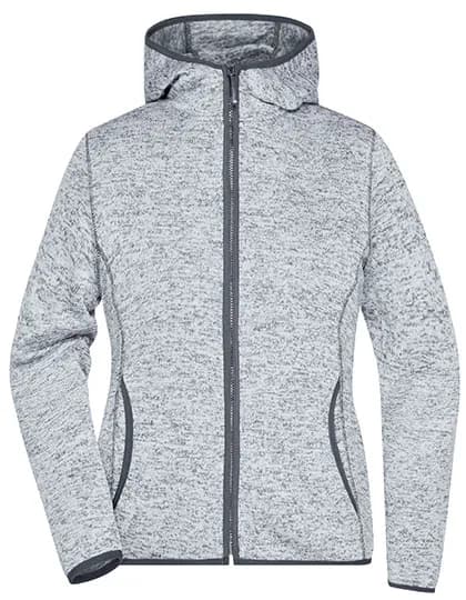 Ladies´ Knitted Fleece Hoody - Light Melange/Carbon