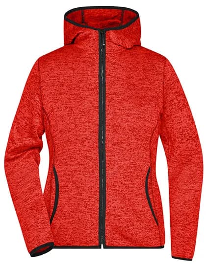 Ladies´ Knitted Fleece Hoody - Red Melange/Black