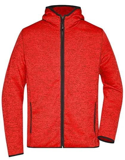 Men´s Knitted Fleece Hoody - Red Melange/Black
