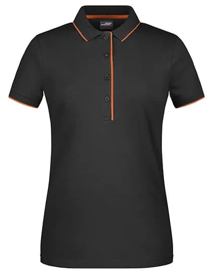 Ladies´ Polo Stripe - Black/Orange