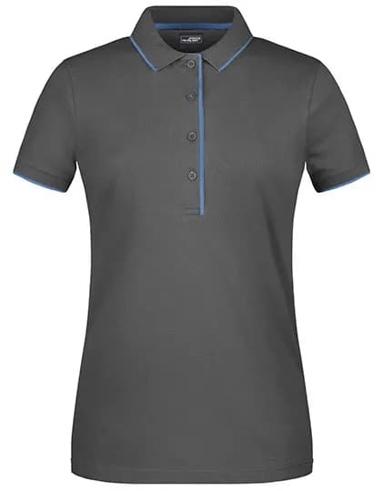 Ladies´ Polo Stripe - Graphite (Solid)/Aqua
