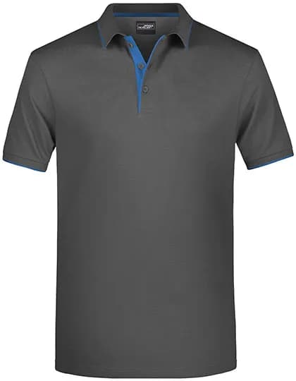 Men´s Polo Stripe - Graphite (Solid)/Aqua