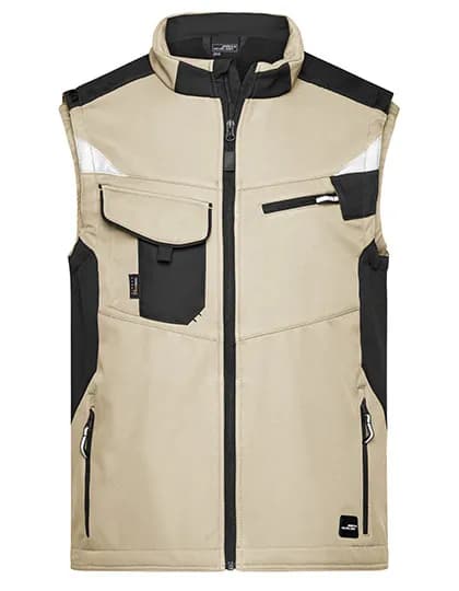 Workwear Softshell Vest -STRONG- - Stone/Black