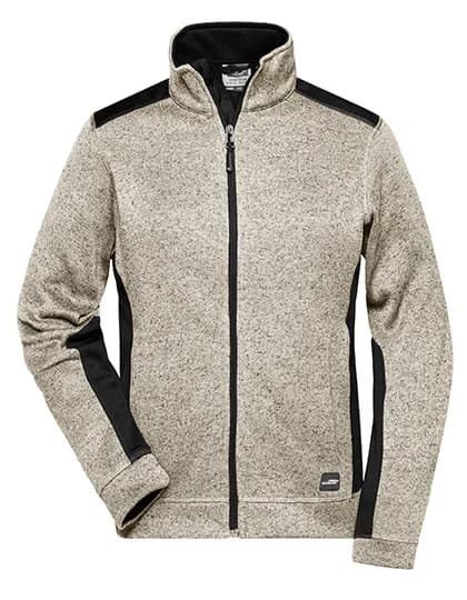 Ladies´ Knitted Workwear Fleece Jacket -STRONG- - Stone Melange/Black