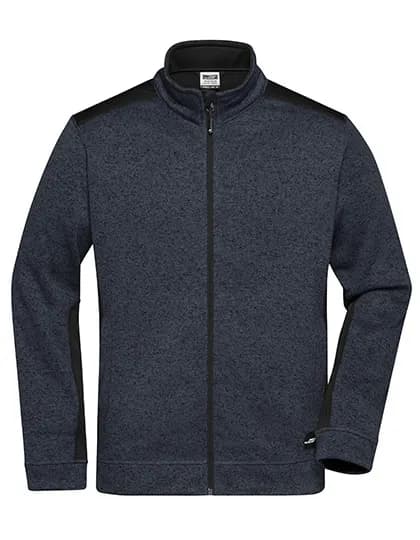 Men´s Knitted Workwear Fleece Jacket -STRONG- - Carbon Melange/Black