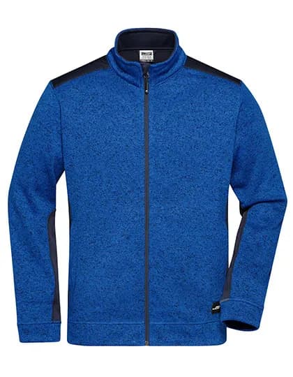 Men´s Knitted Workwear Fleece Jacket -STRONG- - Royal Melange/Navy