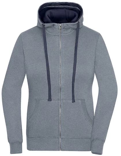 Ladies´ Lifestyle Zip-Hoody - Grey Melange/Navy
