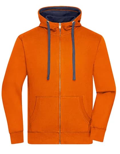 Men´s Lifestyle Zip-Hoody - Dark Orange/Navy
