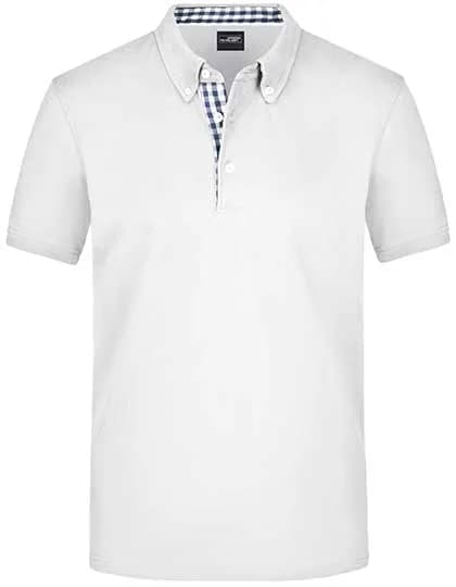 Men´s Plain Polo - White/Navy/White