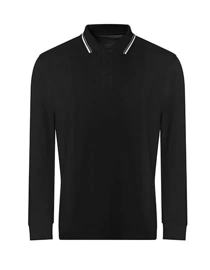 Long Sleeve Tipped 100 Polo - Deep Black/White