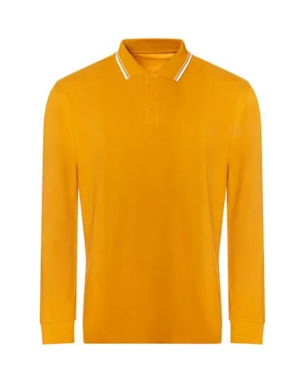 Long Sleeve Tipped 100 Polo - Mustard/White