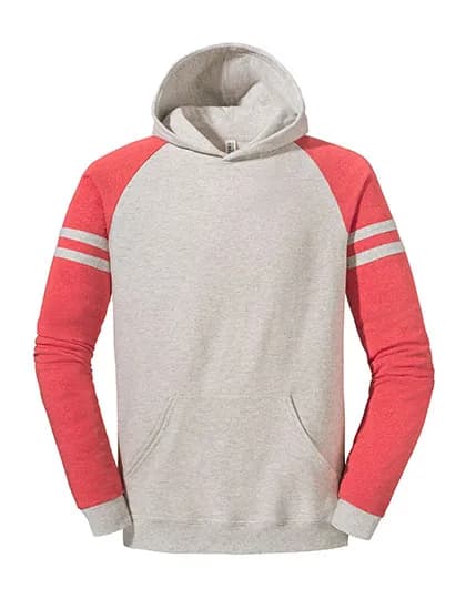 Nublend® Varsity Colour-Block Hooded Sweatshirt - Oatmeal Heather/Fiery Red Heather