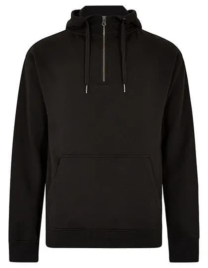 Regular Fit 1/4 Zip Hoodie - Black
