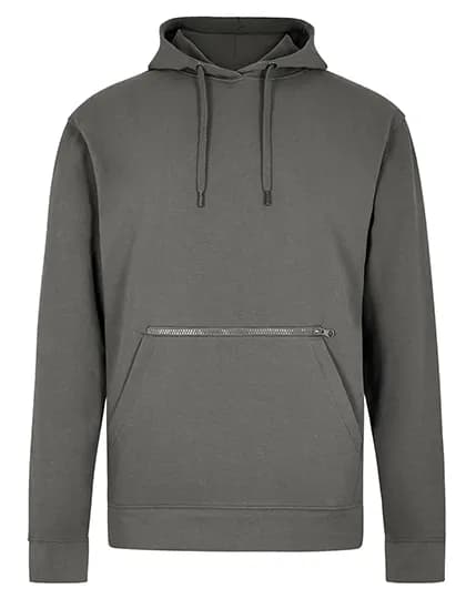 Regular Fit Pique Hoodie with Zipped Pocket - Dark Grey