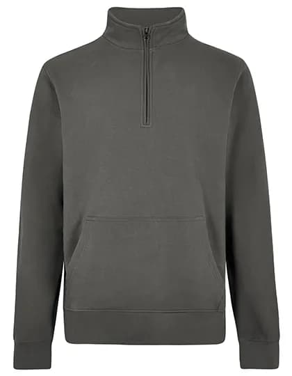 Regular Fit 1/4 Zip Pique Sweatshirt - Dark Grey
