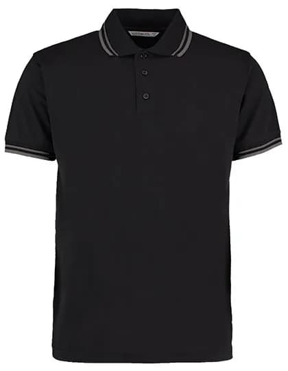 Classic Fit Superwash® 60º Tipped Collar Polo - Black/Charcoal