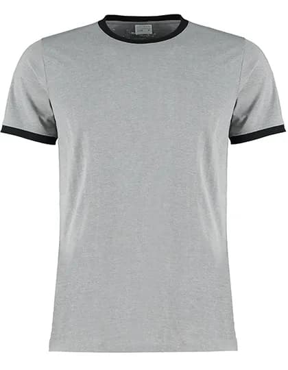 Fashion Fit Ringer Tee - Light Grey Marl/Black