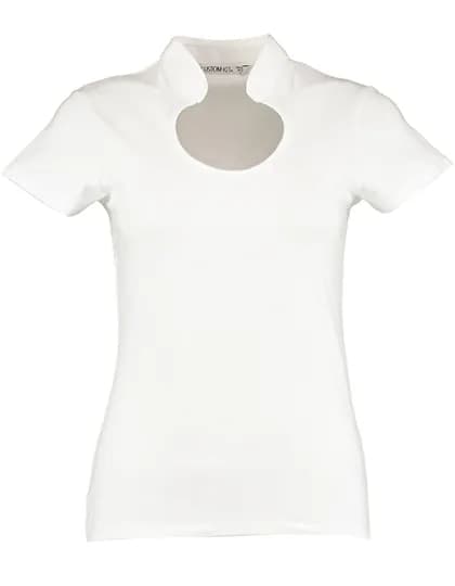 Women`s Regular Fit Keyhole Neck Top - White