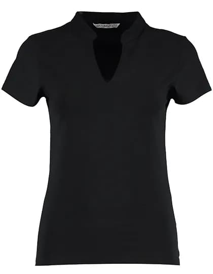 Women`s Regular Fit Mandarin Collar Top - Black