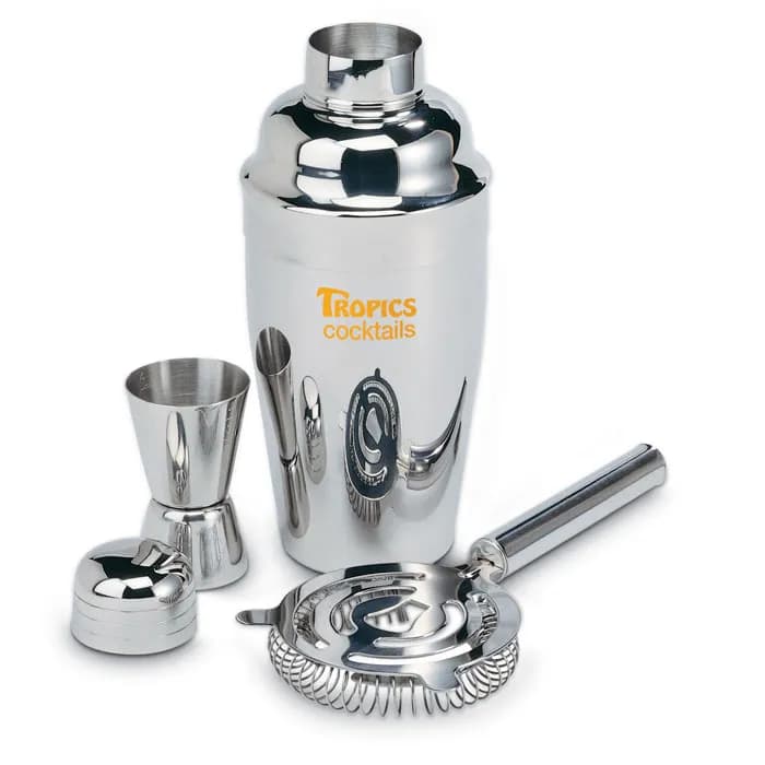 Cocktail-Set mit Shaker - FIZZ - Silber Glänzend