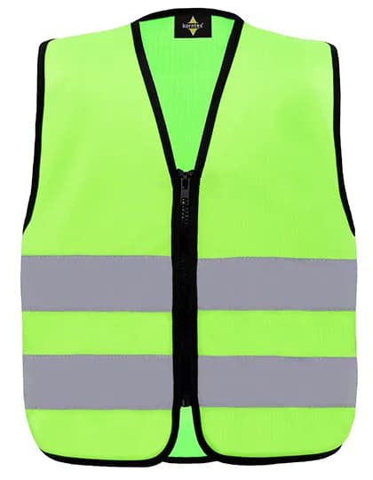 Kids´ Hi-Vis Safety Vest With Front Zipper Aalborg - Lime Green