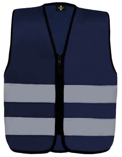 Kids´ Hi-Vis Safety Vest With Front Zipper Aalborg - Navy