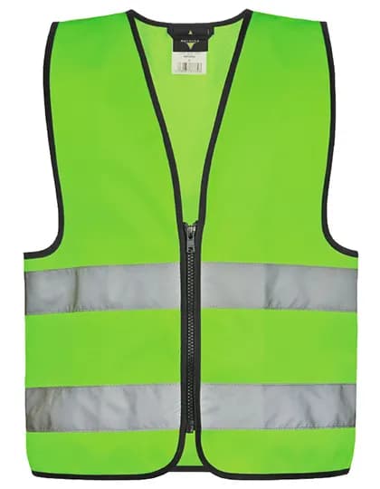 Kids´ Hi-Vis Safety Vest With Front Zipper Aalborg - Neon Green