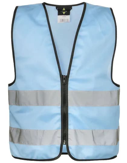 Kids´ Hi-Vis Safety Vest With Front Zipper Aalborg - Sky Blue