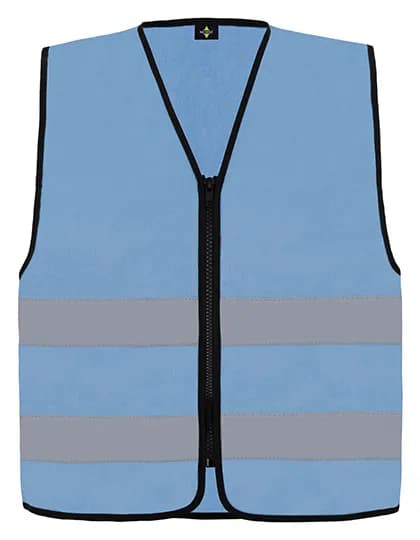 Hi-Vis Safety Vest Cologne With Front Zipper - Sky Blue