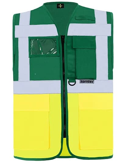 Executive Multifunctional Safety Vest Berlin - Paramedic Green/Signal Yellow