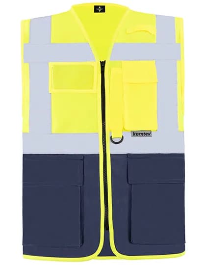 Executive Multifunctional Safety Vest Berlin - Signal Yellow/Navy