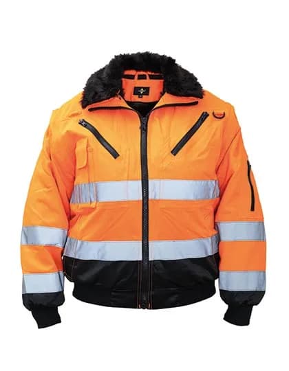 Robust 4-in-1 Hi-Vis Pilot Jacket Oslo - Signal Orange/Black