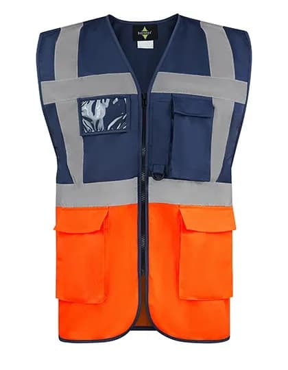 CO² Neutral Multifunctional Executive Safety Vest Hamburg - Navy/Orange