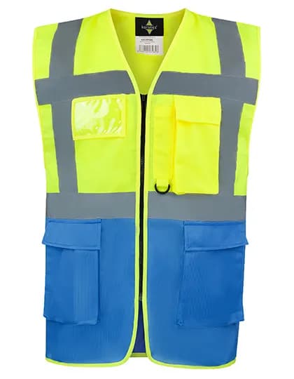 CO² Neutral Multifunctional Executive Safety Vest Hamburg - Yellow/Blue