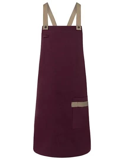 Latzschürze Urban-Look mit Kreuzbändern und Tasche - Aubergine (ca. Pantone 5185C)