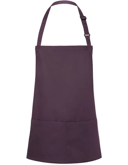 Kurze Latzschürze Basic mit Schnalle und Tasche - Aubergine (ca. Pantone 5185C)