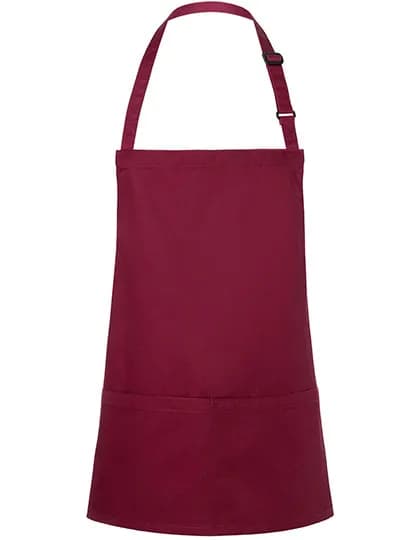 Kurze Latzschürze Basic mit Schnalle und Tasche - Bordeaux (ca. Pantone 209C)